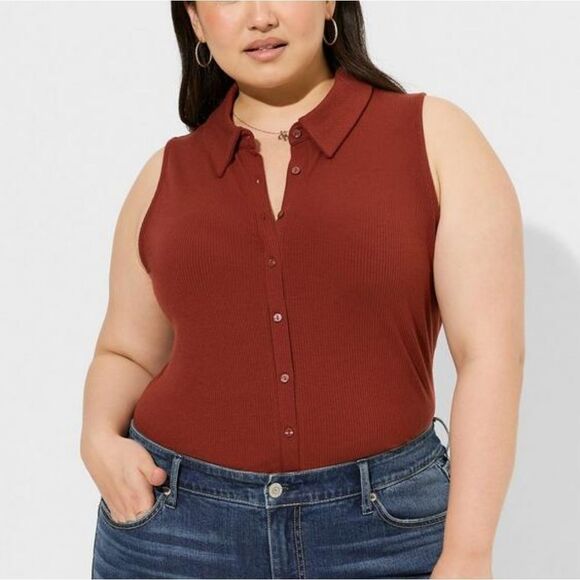 Torrid supersoft rib vneck collared button down crop top size 2 - Picture 4 of 4